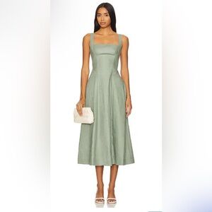 casabianca braided asymmetric puff sleeve midi dress AJE Casabianca Braided Asymmetric Puff Sleeve Dress